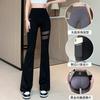 Women High Waist Shark Flare Pants Tummy Control Butt Lifting Yoga Pants Mesh Pockets Plus Size Long Trousers