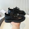 Children's Leather Shoes Black School Girl Shoes Fashion Spring Autumn Kids Causal Princess Mary Jane Shoes Patchwork Lace-up