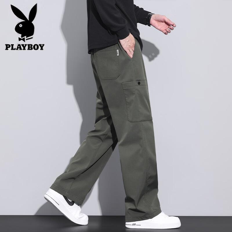 Playboy Men's Loose Fit Straight Leg Cargo Pants
