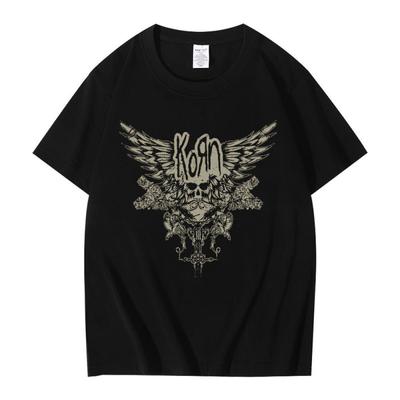 Korn crânio asas meninas juniores preto t camisa de metal gótico rock band t camisas das mulheres dos homens vintage oversized camiseta topos streetwear