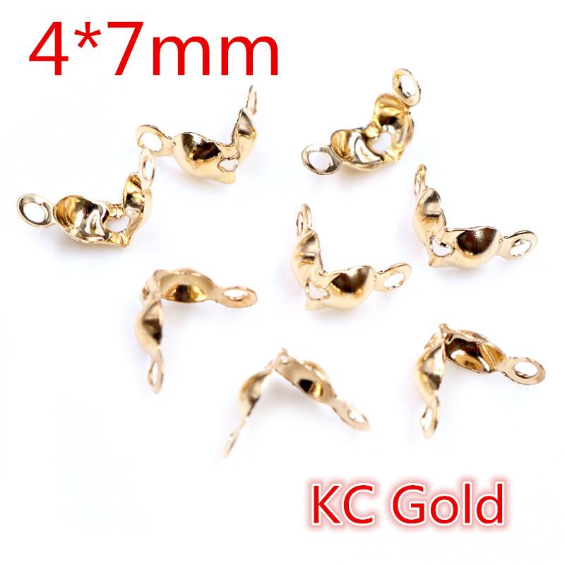 200pcs Connector Clasp Fitting 4*7mm Ball Chain Calotte End Crimps Beads Connector Components For DIY Jewelry Making Supplies