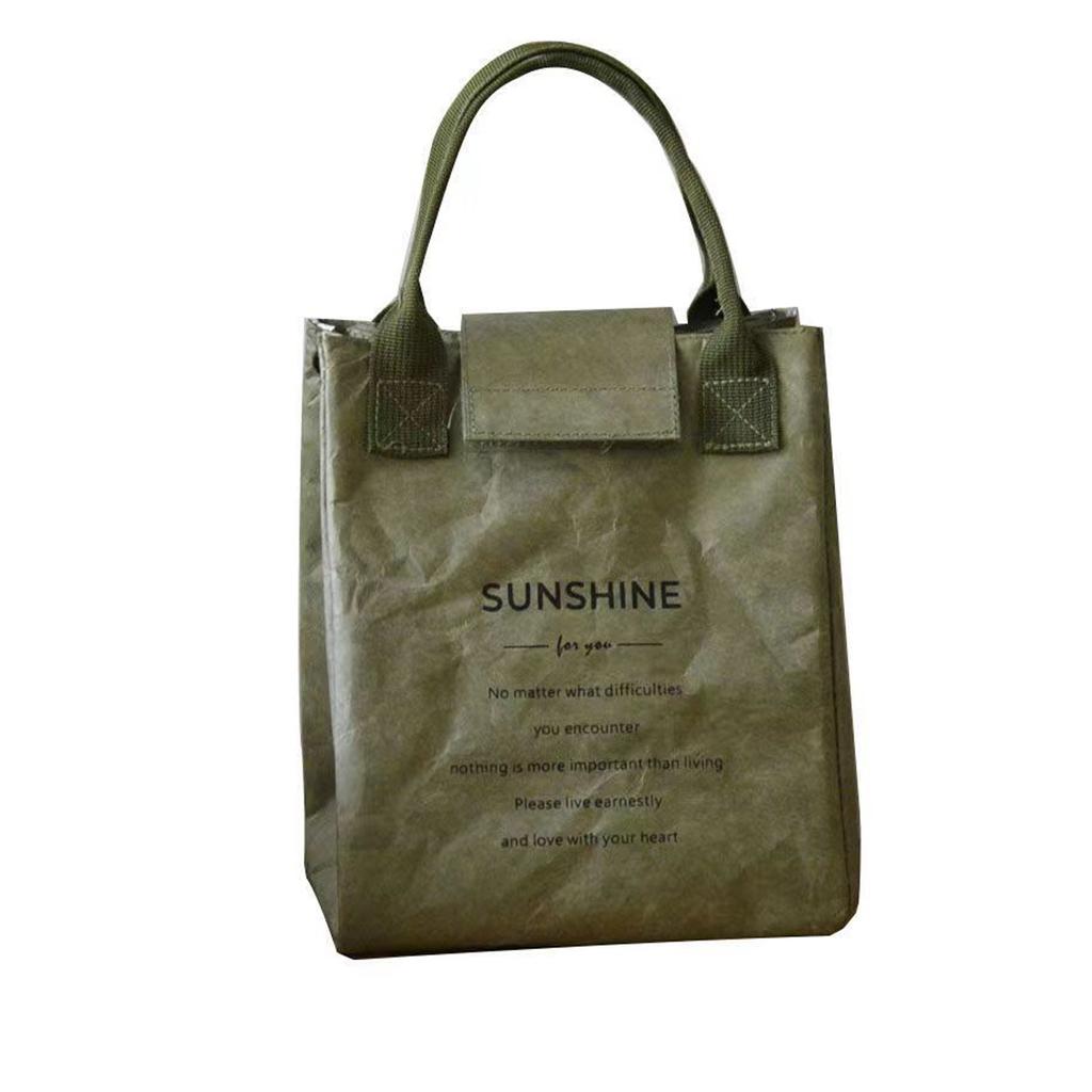 Paper Lunch Bag Waterproof Insulation Bag Lengthen and Thicken Aluminum Foil Japanese Handbag Office Worker Student CLE