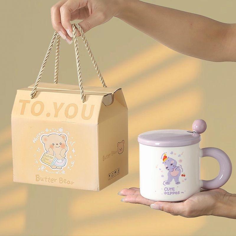 Cute Butter Bear Ceramic Mug Practical Birthday Gift for Friends Sisters and Besties