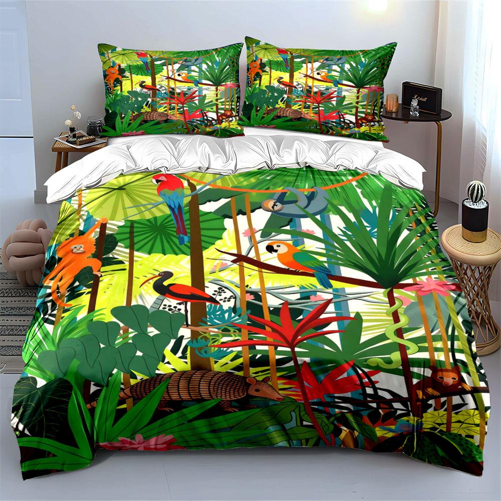 Tropical Forest with Animals. Bedding Sets Duvet Cover Sets Duvet Covers Pillowcases(1 * Duvet Cover 2 * Pillowcases Without Duvet Insert)