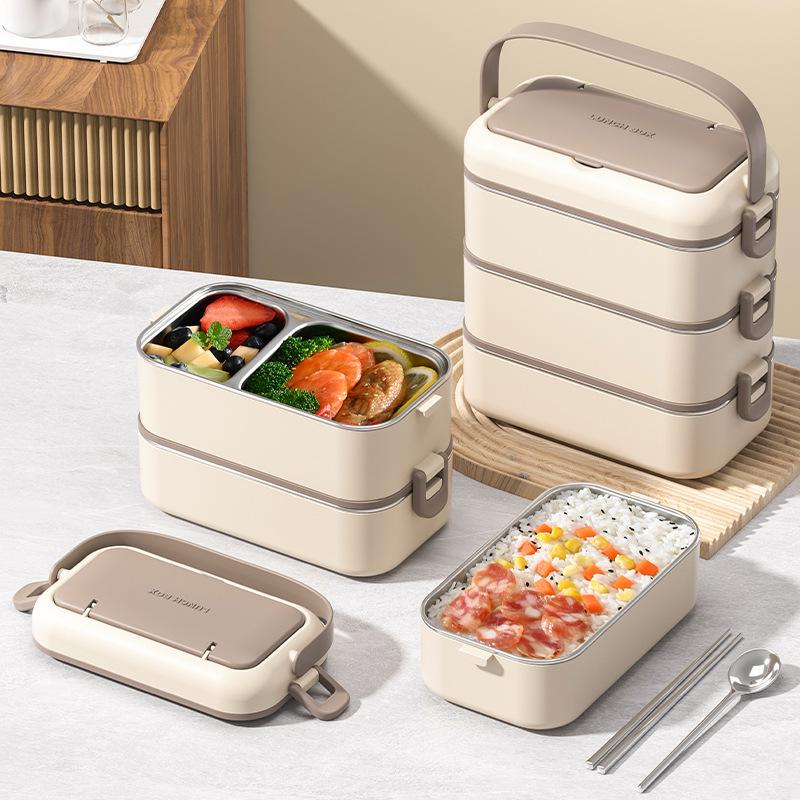 304 Stainless Steel Leakproof Bento Box: Double Layer, Microwave Safe, Heat Preservation, Multi-Compartment Lunch Box