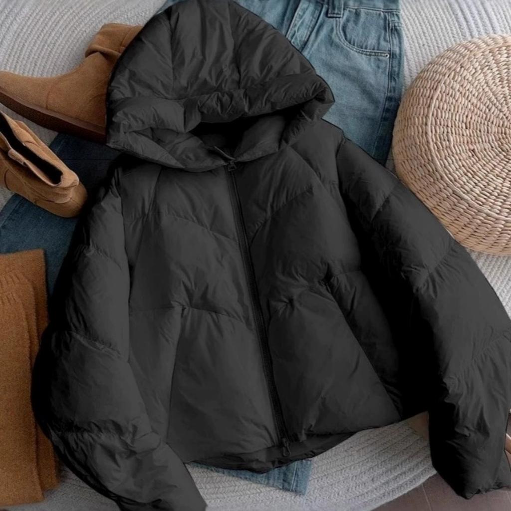 Off-white Short Hooded Padded Jacket Women's Winter Padded Jacket Bread Jacket Warm Padded Jacket