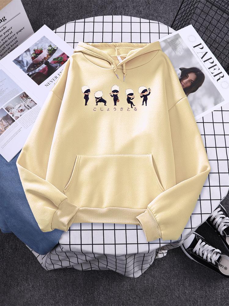 Anime Jujutsu Kaisen Lil Gojo Graphic Hoodies Vintage Oversized Hooded Sweatshirt Long Sleeves Cotton Hoodie Men Women Clothes