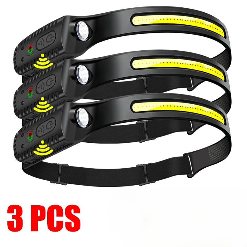 USB Rechargeable LED Sensor Headlamp XPE+COB Headlight Led Head Torch Camping Search Light Head Flashlight for Fishing Lantern