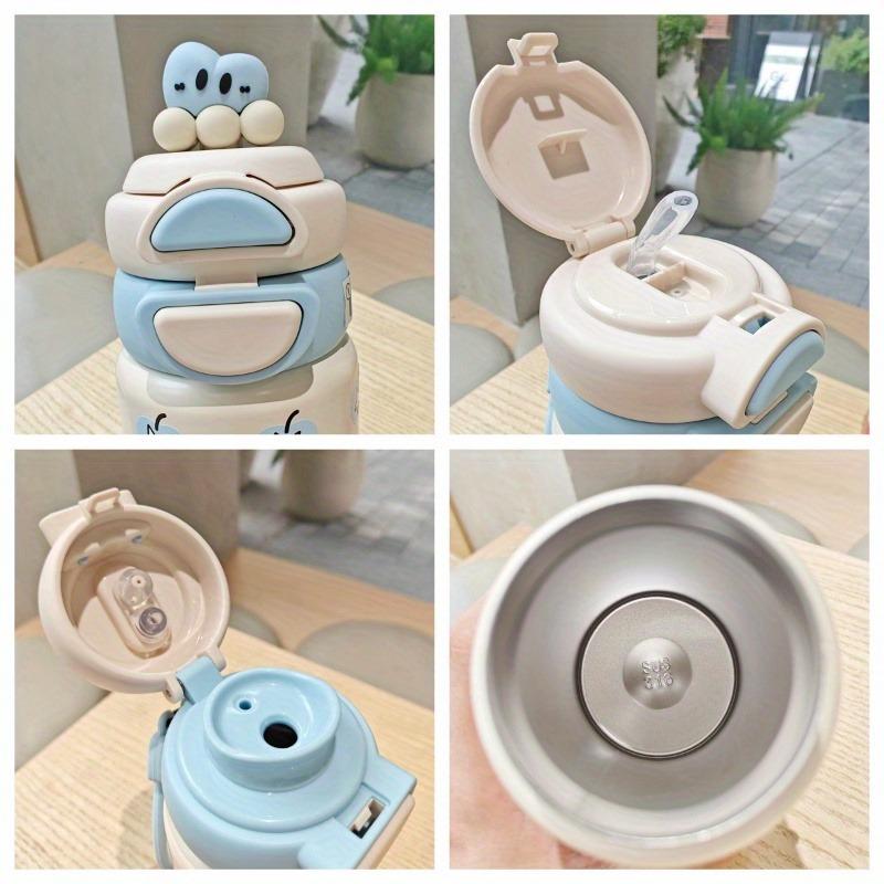 Tecknad Vakuumtermos Vattenflaska För Skolan 316 Rostfritt Stål Dubbelväggig Isolerad Flaska Dubbel Sugrörsmugg