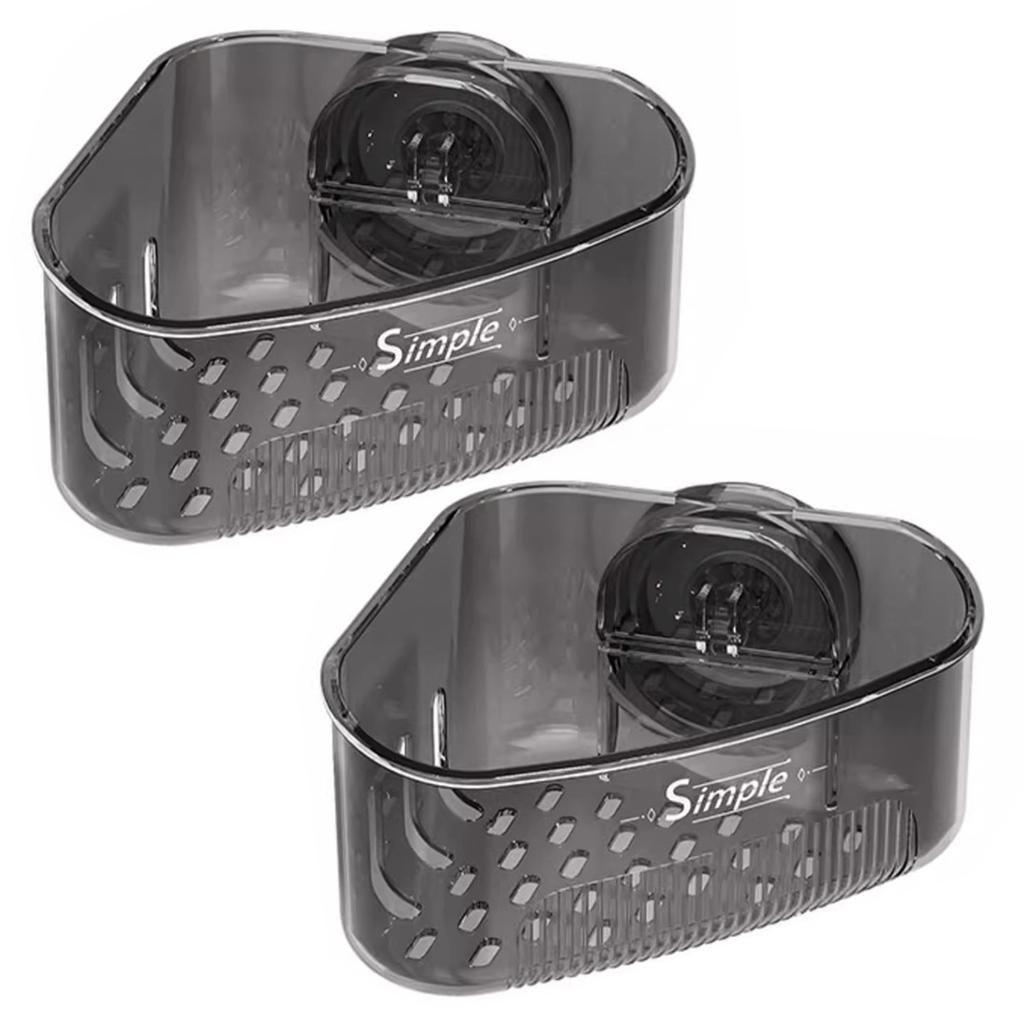 2PCS Sink Corner Drain Box with Drain Hole Plastic Sink Storage Rack Holder Suction Cup Mount for Sponges Scrubbers