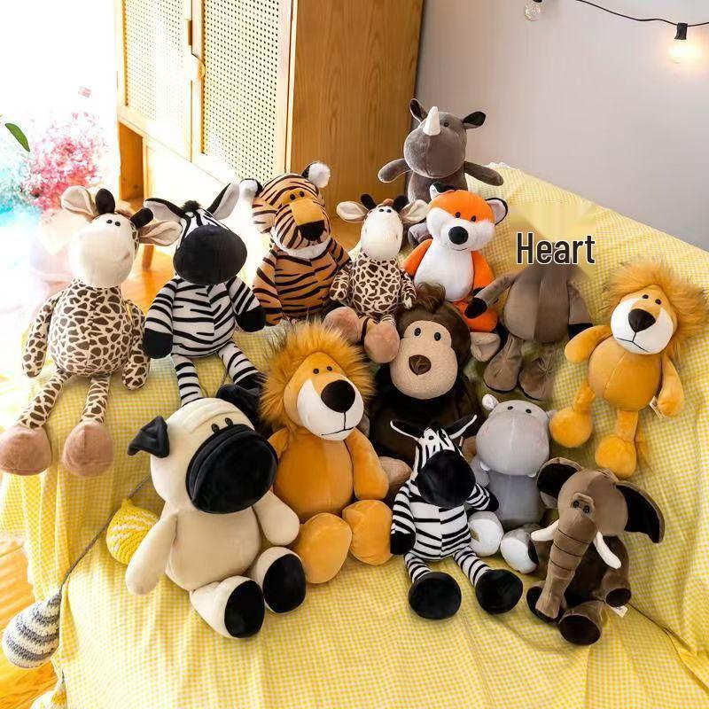 8" Cartoon Forest Animal Plush Toys: Elephant, Lion, Fox, Raccoon - Small Custom Cloth Dolls