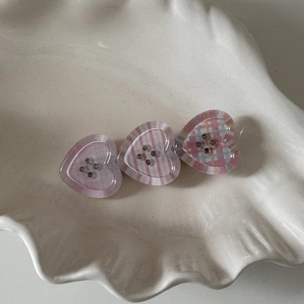 Милая Прозрачная Кнопка-Сердечко Заколка Простая Сказочная Диадема Клипса для Челки Девочки Маленький Свежий Стиль Аксессуары для Волос Боковая Клипса