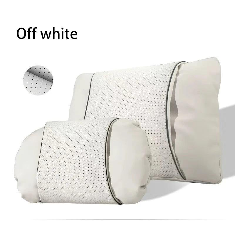 1/2PCS New Car Seats with Nappa Leather Headrests, Breathable Waist Cushions, Neck Pillows, and General Motors Neck Pillows