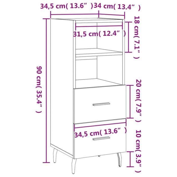 VidaXL Buffet Smoked Oak 34.5x34x90 Cm Engineered Wood 828689