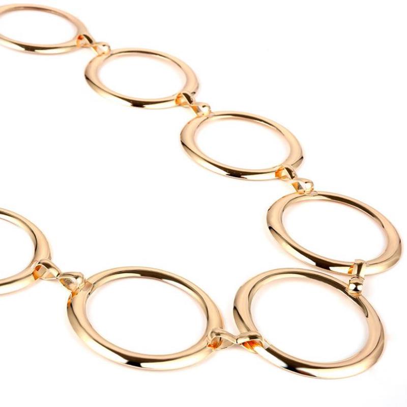 Womens Full Circle Metal Wide Chain Belt Waist Dress Adjusted Waistband