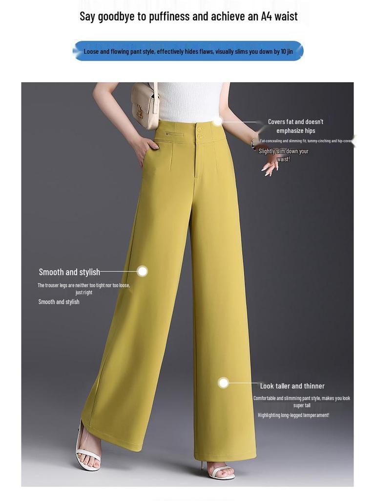 2026 Spring/Summer Women's Korean-Style High-Waisted Wide-Leg Chic Trousers