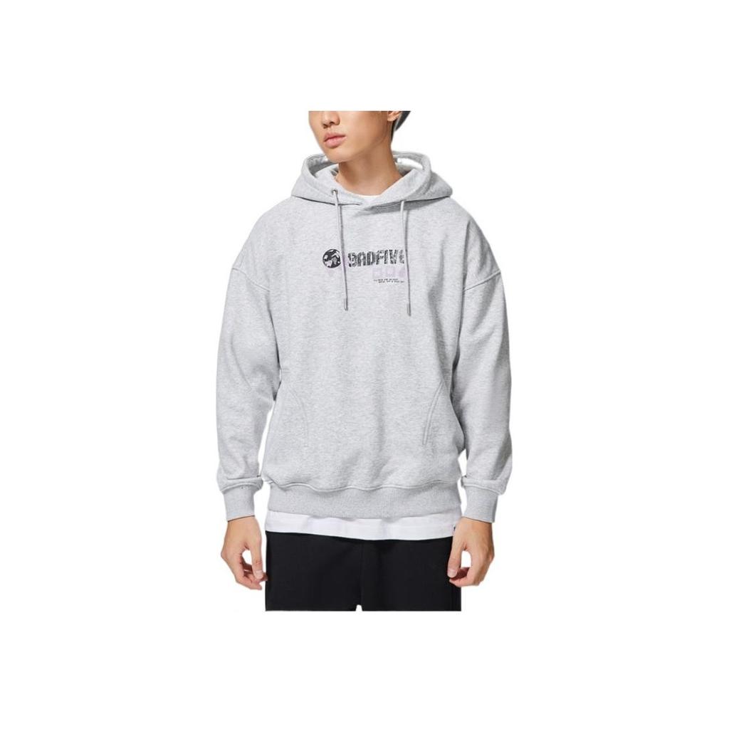 Li-Ning Solid Color Slim Fit Pullover Hoodie Men Tops Gray AWDSC09-2