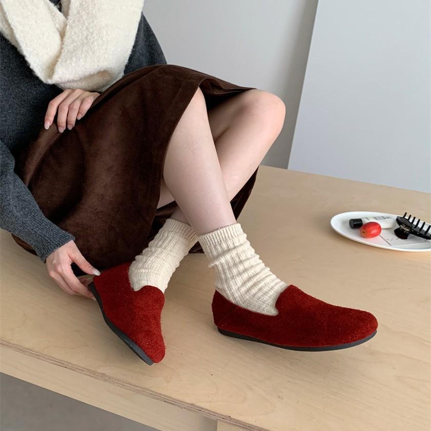 2025 new platform loafers women's British style small leather shoes one pedal lazy single shoes versatile Doudou shoes