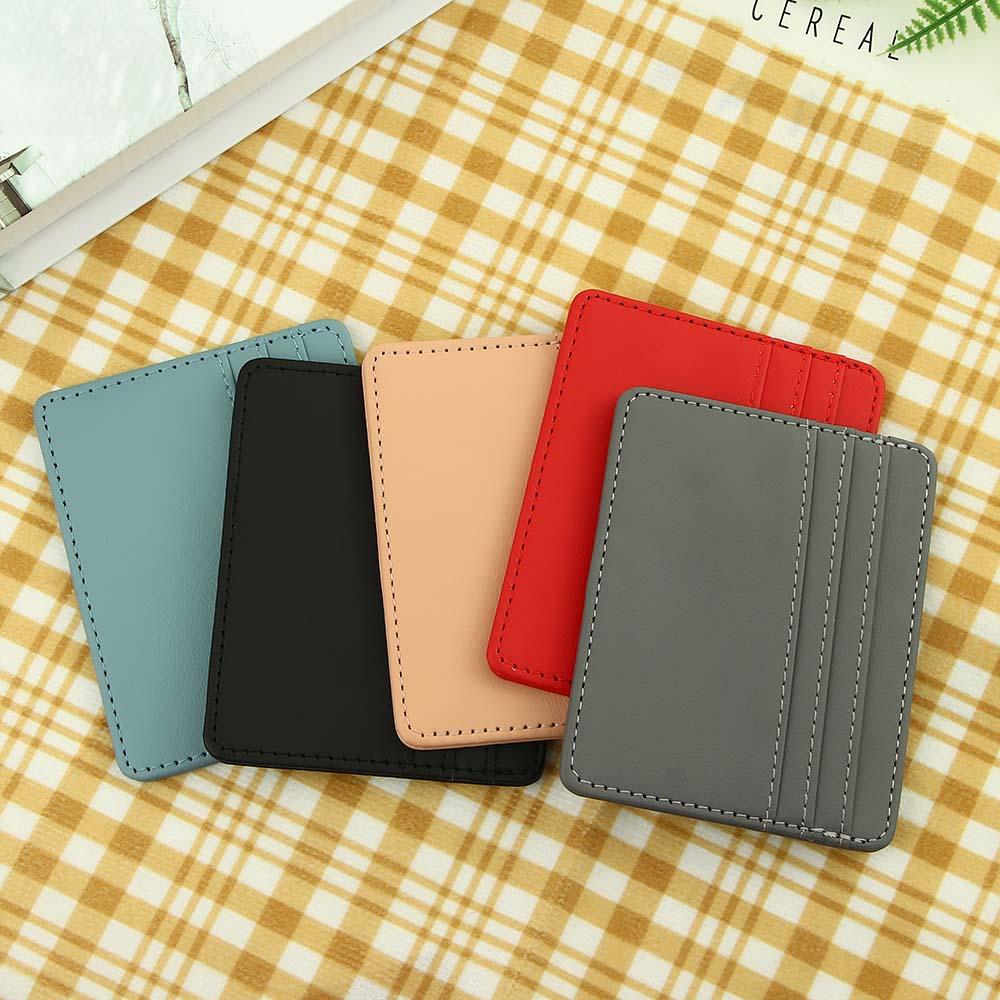 Purse Candy Color PU Leather Credit Card Pocket Business Card Cover Credit Card Box Slim Wallets