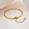 Simple Handmade Chain Bracelets for Women Girls,Gold Color Stainless Steel Lucky Wristband Bracelet,Birthday Gifts for Her