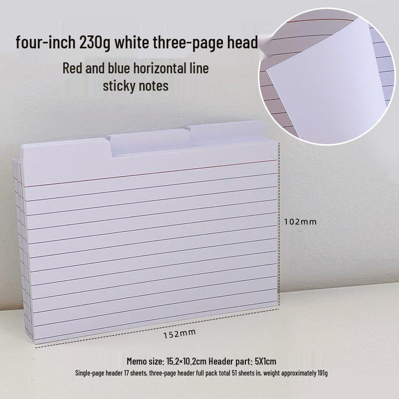 Retro Extra Large 4-Inch Desktop Index Cards with Horizontal Line Sticky Notes, 230g Thick Cardstock