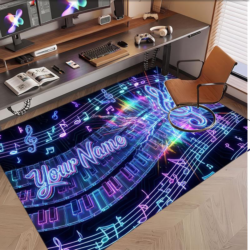 Tappeto in Velluto Morbido di Cristallo Tema Generale Musica Stampa Personalizzata Nome & Testo Tappeto Antiscivolo per Camera da Letto Soggiorno