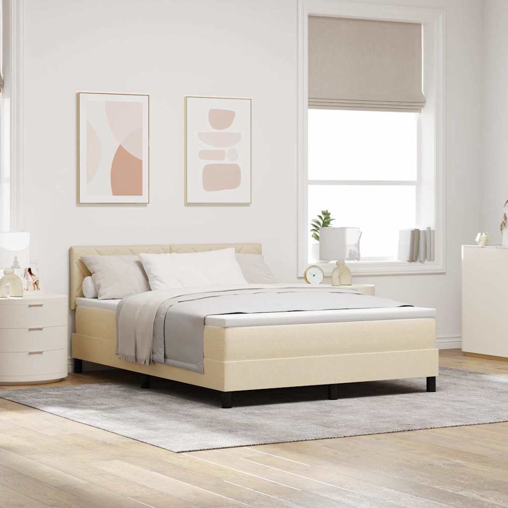 Box Spring Bed with Pillow and Headboard Cream 160 x 200 cm Fabric