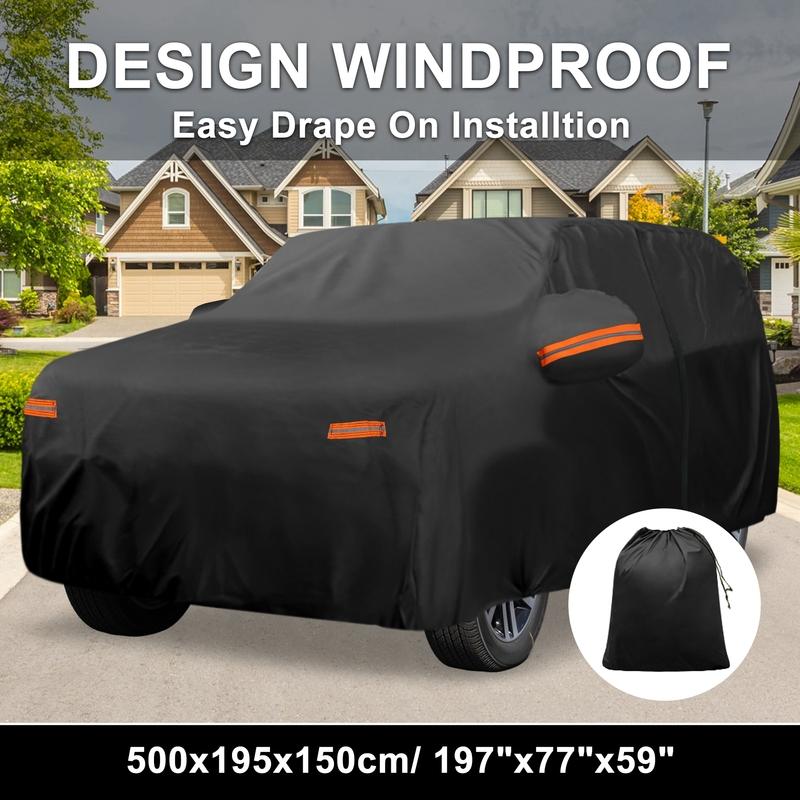 Motoforti Waterproof Outdoor Full Car Cover with Zipper for Fiat 500X 2015- Black