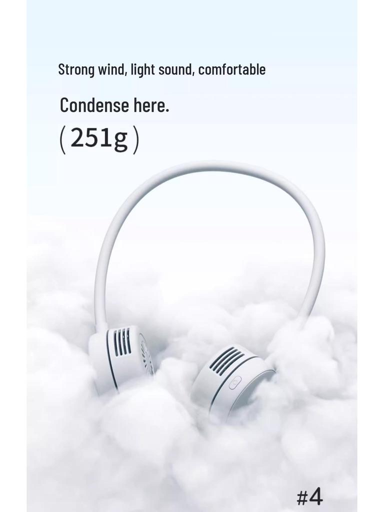 Ji Su Portable Wearable Neck Fan - Low Noise, Leafless, USB Rechargeable