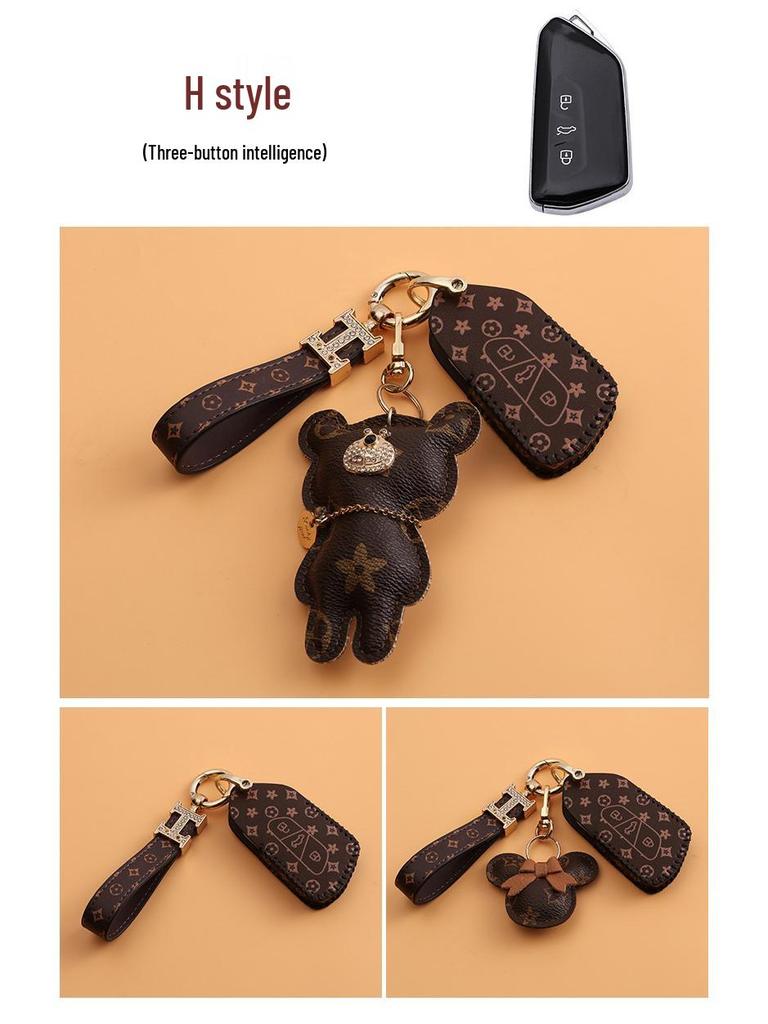 Volkswagen Car Key Cover for Sagitar, Bora, Lavida, T-Roc, Tiguan L, Golf 8, Tayron, POLO with Women's Bag Buckle