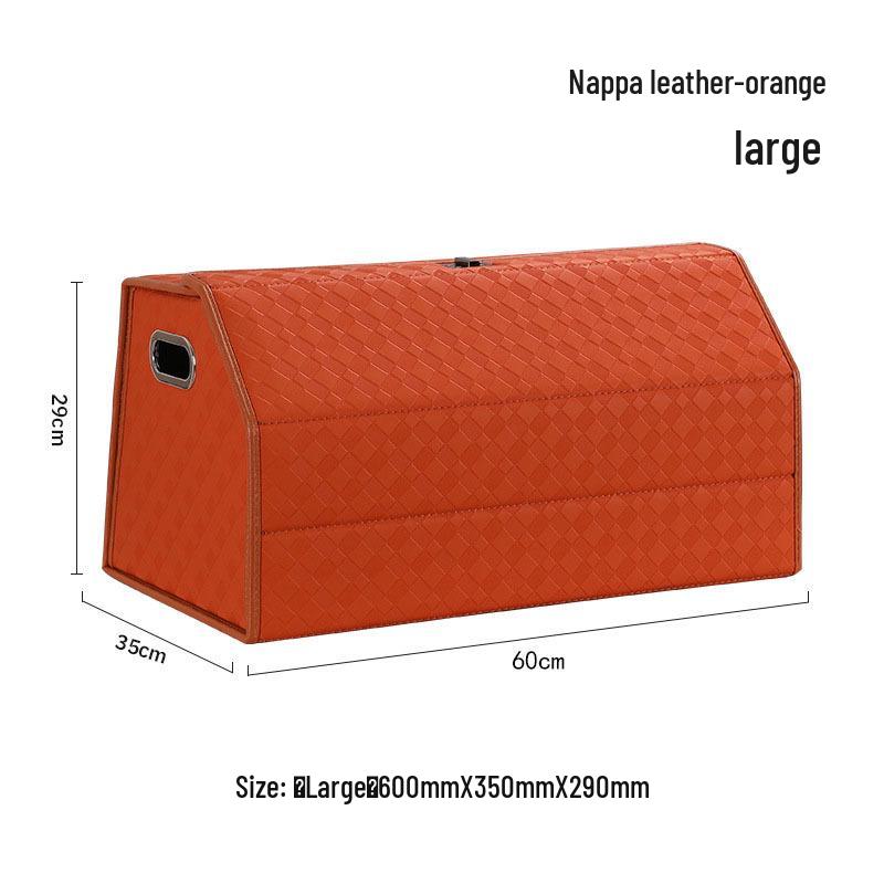 Großer Kofferraum-Organizer für das Auto, Leder mit Schafsfellmuster, Aufklappbares faltbares Design.