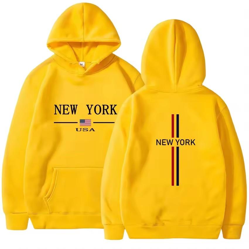 Men's High-Quality Hoodie New York Urban Print Casual Streetwear Sweatshirt Daily Tracksuit Jogging Top for Urban Clothing