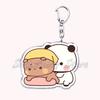 Cute Bubu Dudu Love Keychains Couple Bear Panda Acrylic Keyring for Accessories Bag Pendant Key Chain Jewelry Fans Lovers Gifts