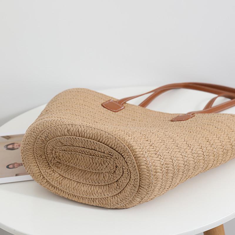 Summer Large Capacity Straw Bag For Women Knitted Straw Bag Bohemia Top-handle Bag Travel Totes