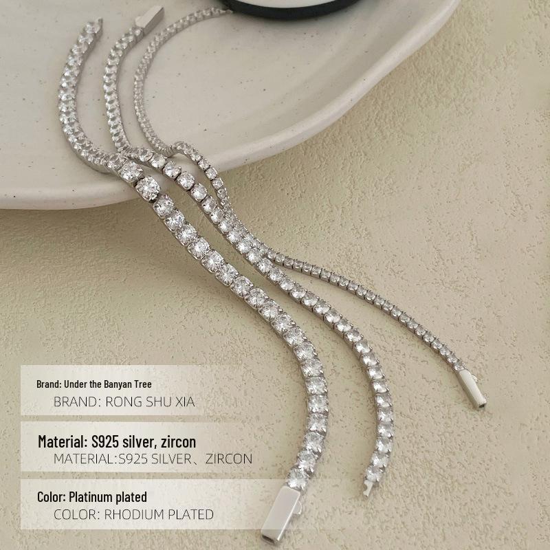 Bracelet Tennis de Luxe en Argent S925 Banyan Tree - Unisexe, Style Européen et Américain Haut de Gamme, Design Diamants Entiers