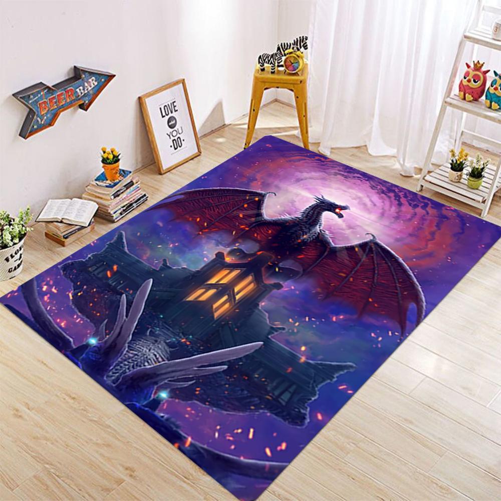 3D HD Dragon Print Carpet Mysterious Living Room Bedroom Decorative Carpet Corridor Bathroom Non-slip Floor Mat 40x60cm