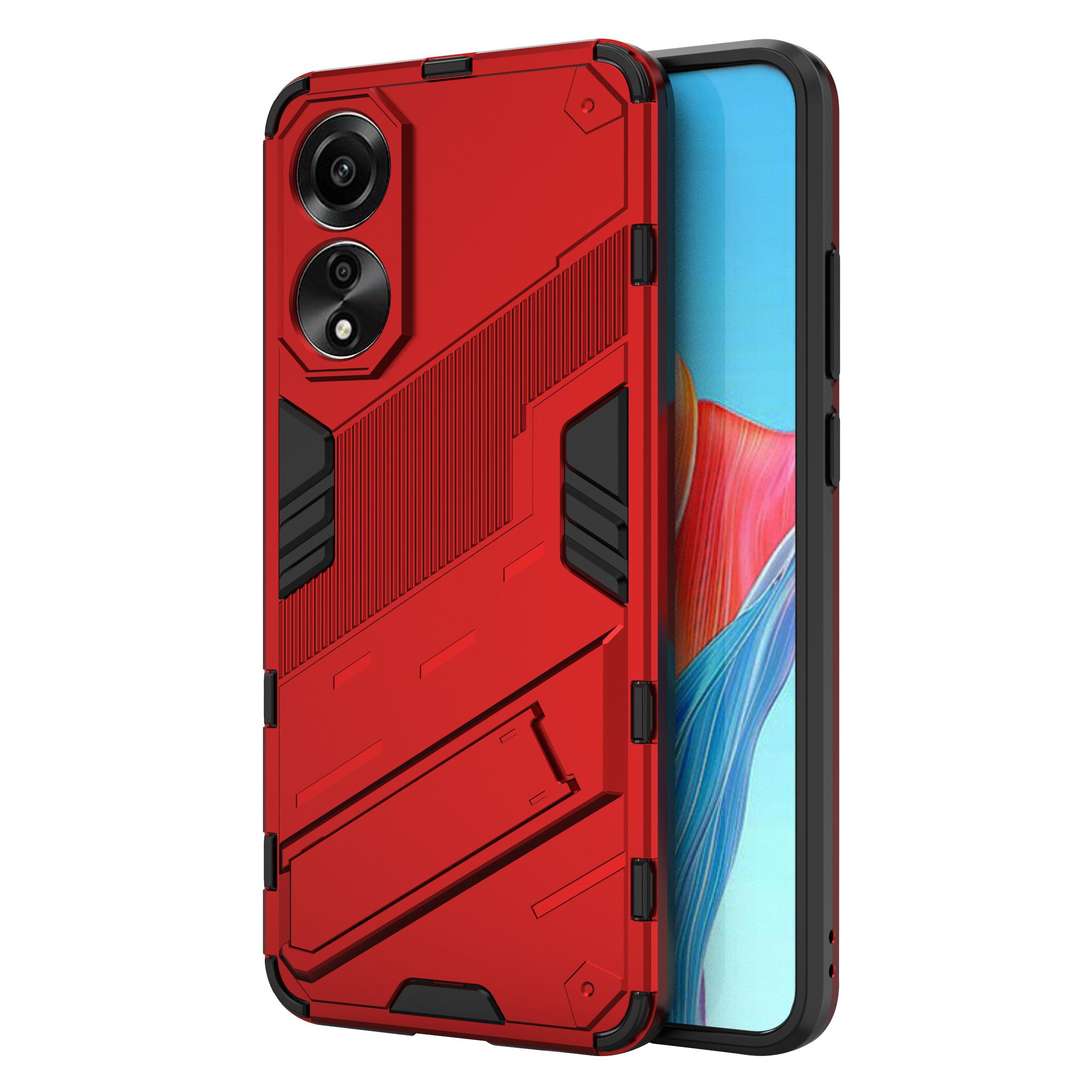 

For Oppo A78 4G Case PC+TPU Kickstand Drop-proof Phone Cover Red