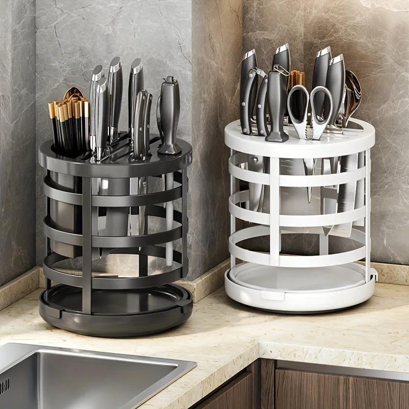 360 °Rotation Stainless Steel Knife Holder Stand for Knives Kitchen Multifunctional  Stands for Cutlery Inserted Block Storage