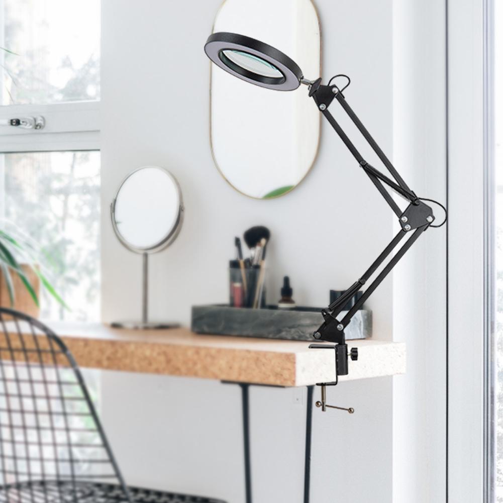 10X Flexible Desk Lamp LED Illuminated Magnifier 3 Colors LED Magnifying Glass Clamp-on Table Lamp Soldering Repair Works Light