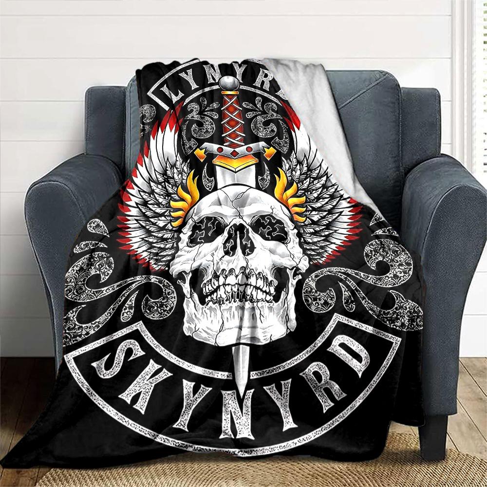 1pc Dragon guitarThemed Blanket Soft Flannel All Season Cozy Throw with Bold Graphic Print, Travel, or Holiday Gift for Family & Friends