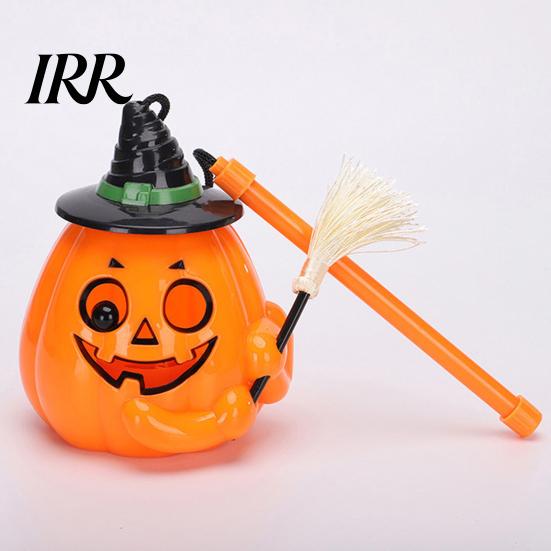 Handheld Pumpkin Pole Light Glowing Halloween Lantern, Jack O Lantern with Witch Hat Broom, Candy Collecting Up Decor, Trick or Treat Prop for