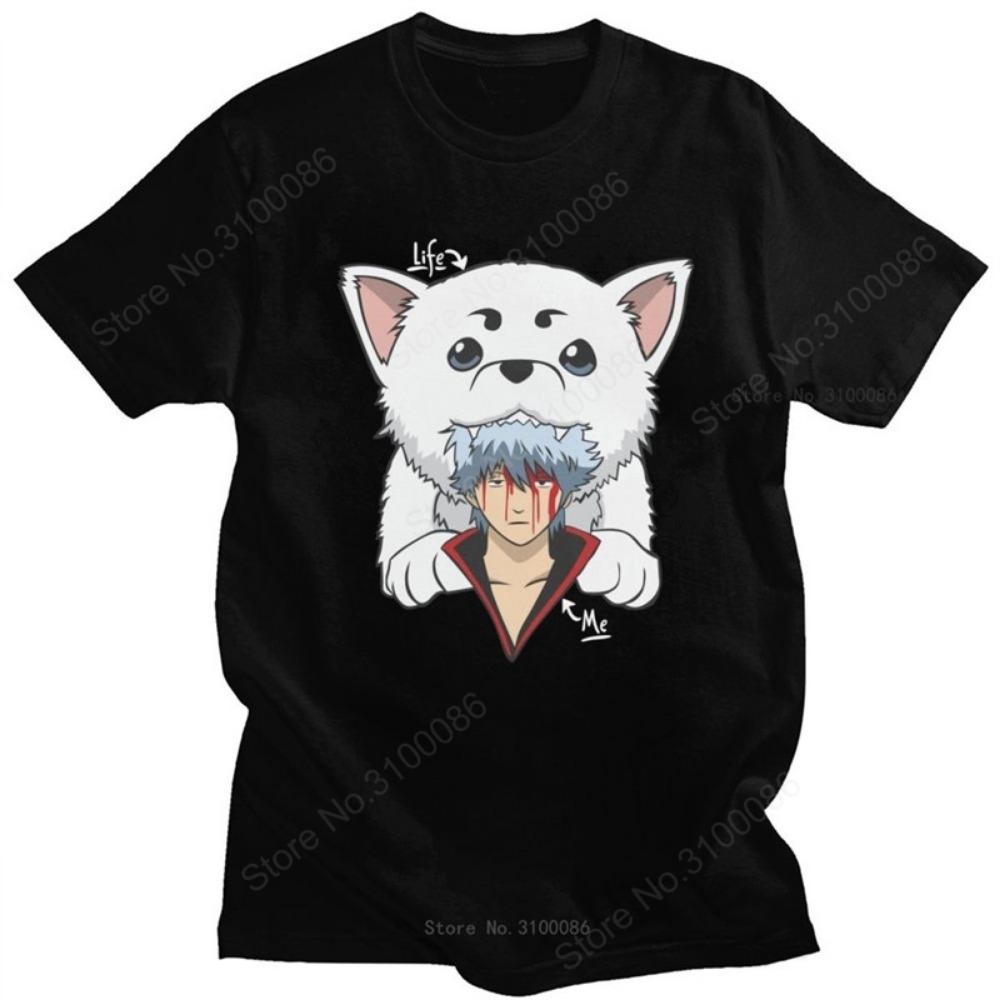 Kawaii Gintama Gintoki Sakata T Shirt for Short Sleeve Sadaharu T-shirt Graphic T-shirt Anime Manga Tee Tops Merch M