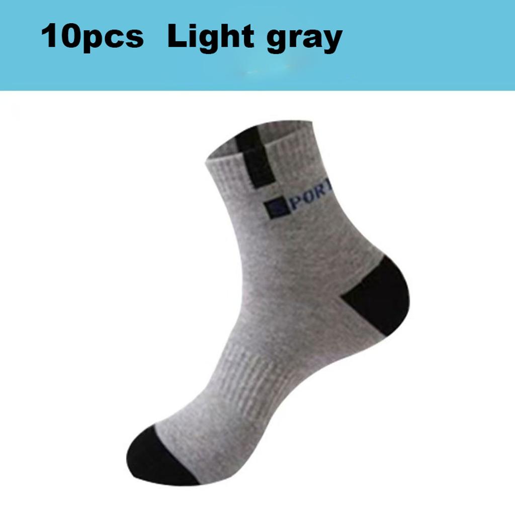 5 Pairs Socks For Men Sport Breathable Soft Letter Fashion Sneakers High Elastic Middle Tube Stocking Towel Sox Summer Running