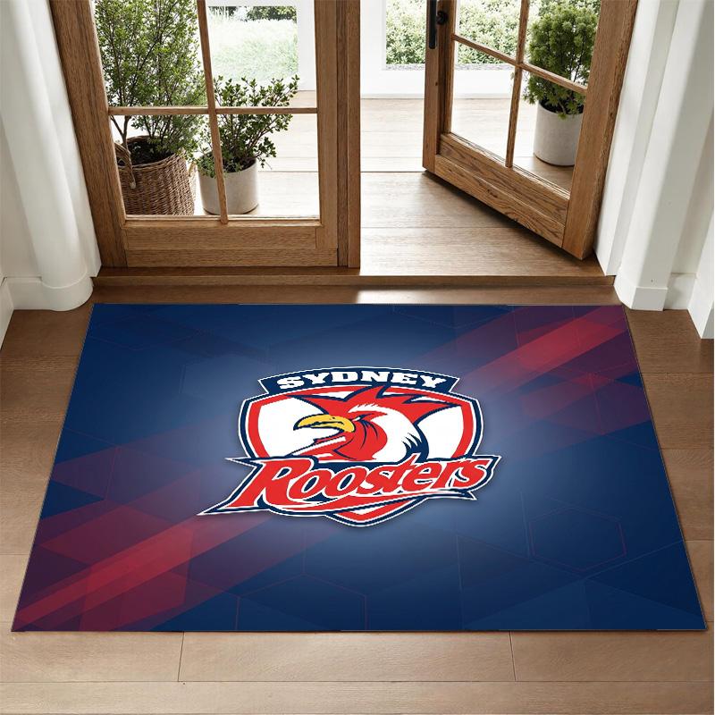 Sydney Roosters Design Crystal Velvet Rug Soft Decorative Mat for Bedroom Entrance