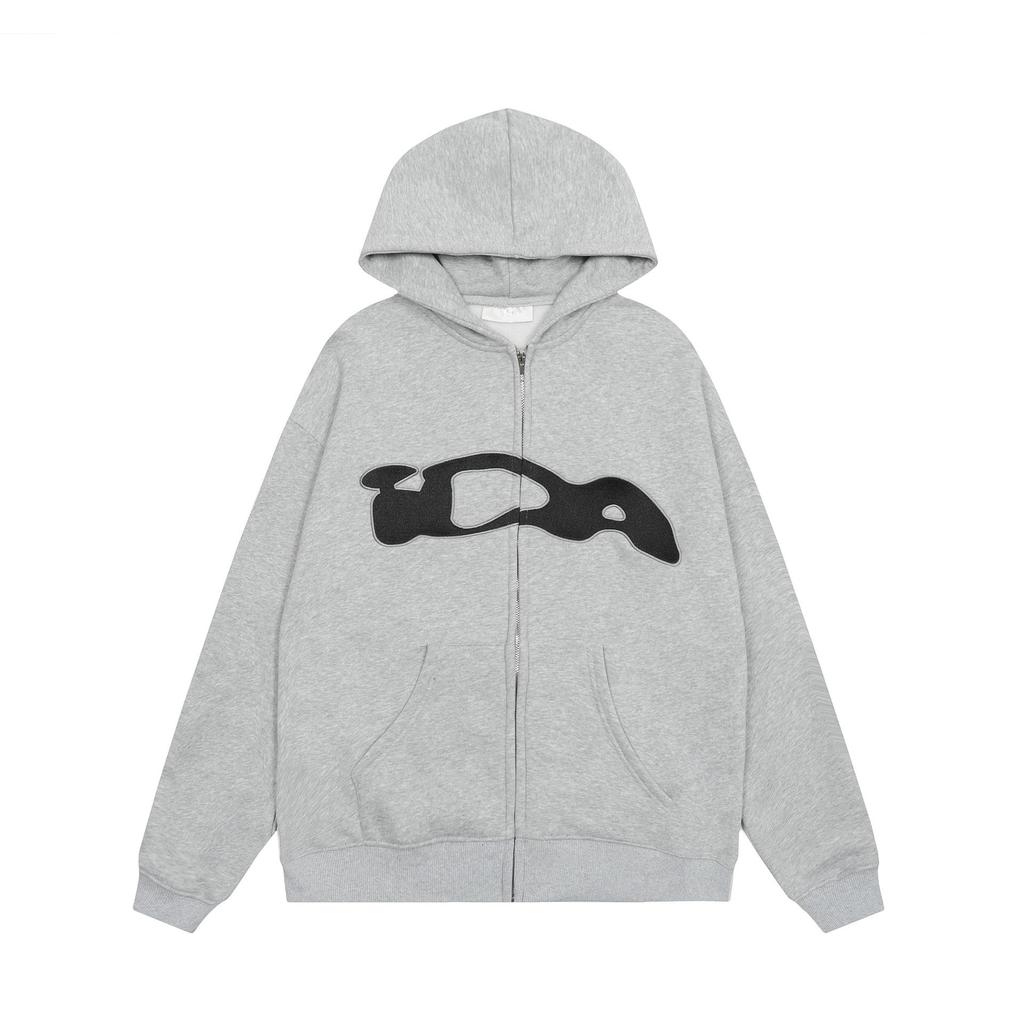 Ida.sply European & American Style Hip Hop Zipper Cardigan - Loose Pure Cotton Hooded Sweatshirt