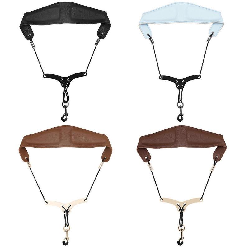 Adjustable Neck Strap Saxophone Harnesses Leathers Padded Fashion Leathers Saxophone Strap for Tenors/Alto/Sopranos Sky Blue