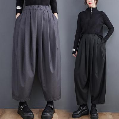 Spring Women's Loose Plus Size Bloomers Straight Elastic Waist Casual Trousers Women