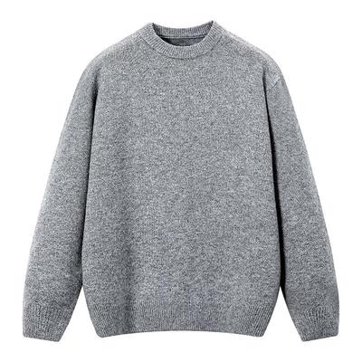 Herre Vinter 2025 Ensfarvet Løs Strikket Sweater - Langærmet, Tyk, Varm Rund Hals Bluse