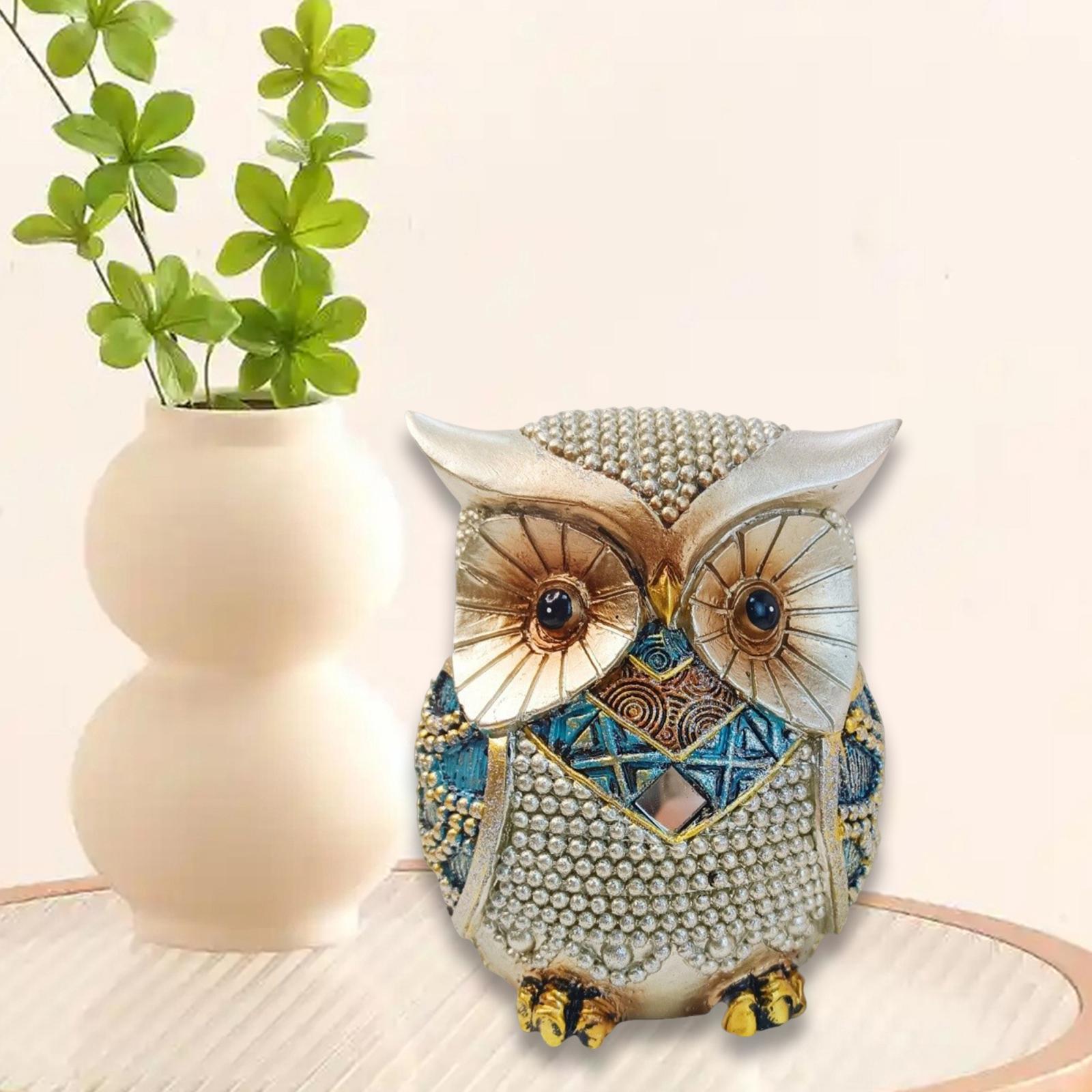 

Owl Statue, Animal Sculpture, Collectable, Resin Funny Decoration Desktop срібний