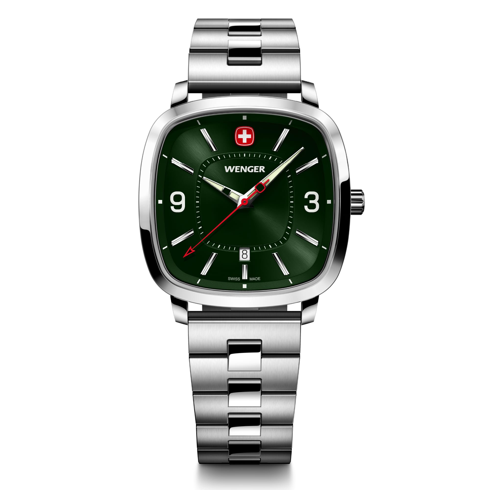

WENGER VINTAGE SPORT Watch Stainless Steel Case Green Dial Silver Stainless Steel Bracelet Quartz 50m Water Resistant Gift Analog Men s (316L)